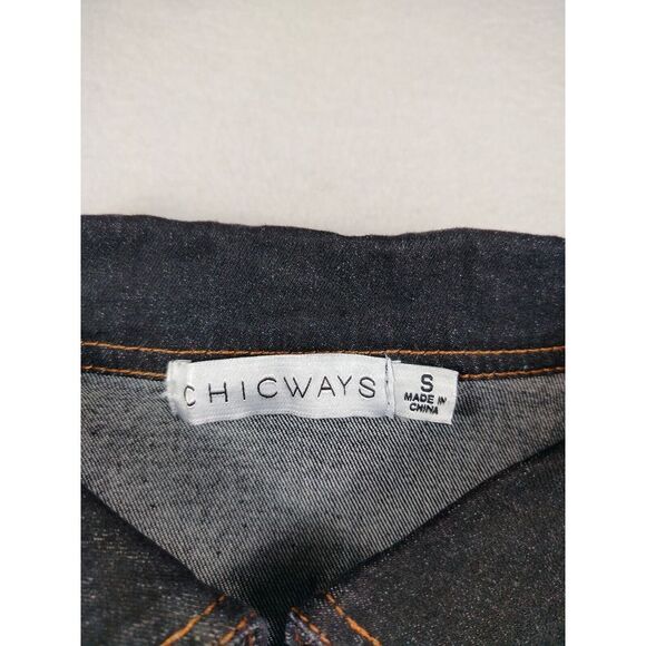 Chicways Denim Dress Women's Small Classiccore Minimalist Retro Basic  Full‎ Zip - Picture 3 of 9